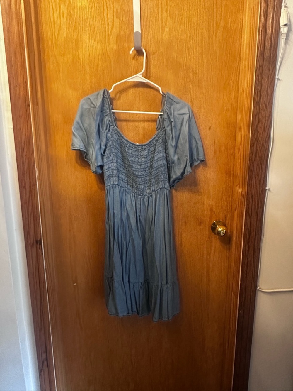 Blu Pepper Blue Smocked Flutter Sleeve Mini Dress
